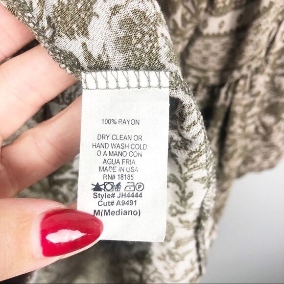 AUDREY 3+1 | Boho Duster Kimono Green Tan Medium - Picture 5 of 8